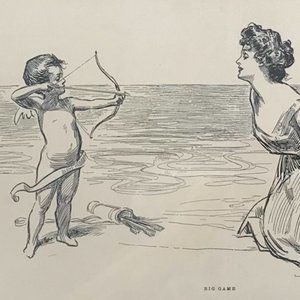 BIG GAME by Charles Dana Gibson, circa 1906 print, professionally framed